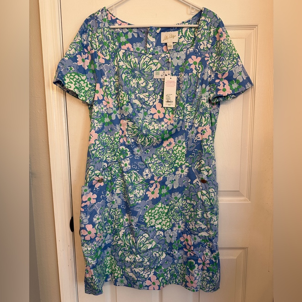 Lilly Pulitzer Blue and Green Floral Dress